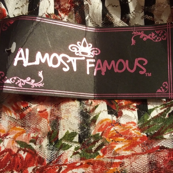 Almost Famous Multicolor Floral Black and White Striped Sheer Tank Top - Picture 6 of 8